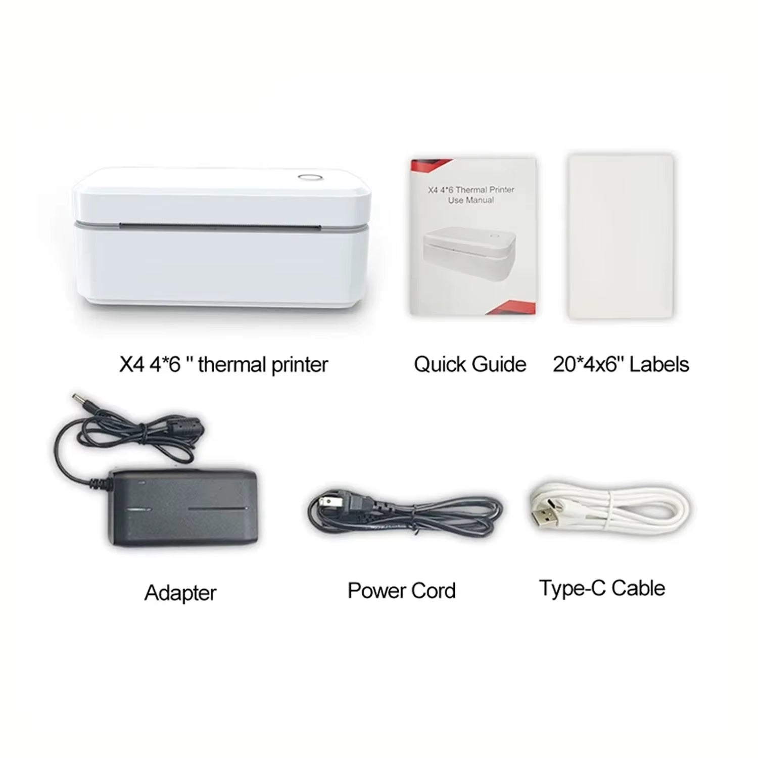 X4 Thermal Label Printer Portable Printer for 4X6 Mailing Packages Printing Bluetooth & Automatic Label Recognition