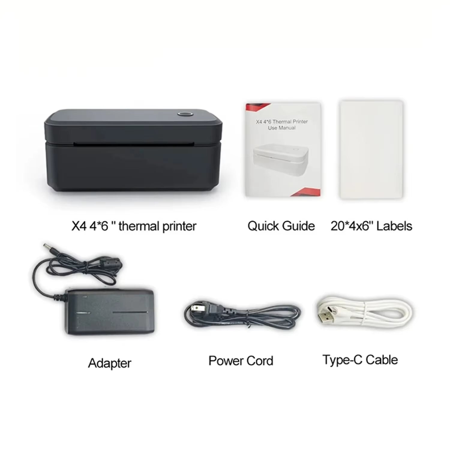 X4 Thermal Label Printer Portable Printer for 4X6 Mailing Packages Printing Bluetooth & Automatic Label Recognition
