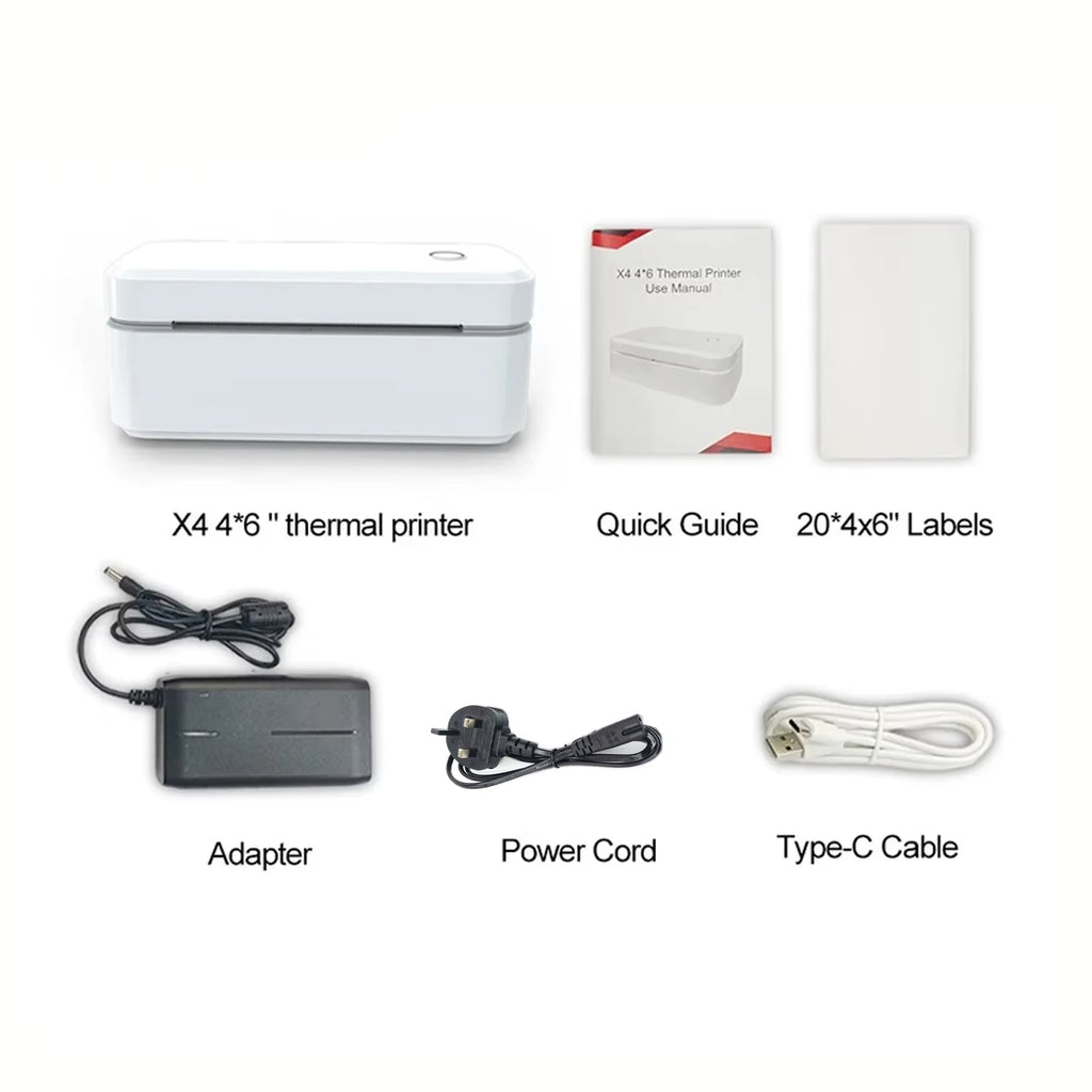 X4 Thermal Label Printer Portable Printer for 4X6 Mailing Packages Printing Bluetooth & Automatic Label Recognition
