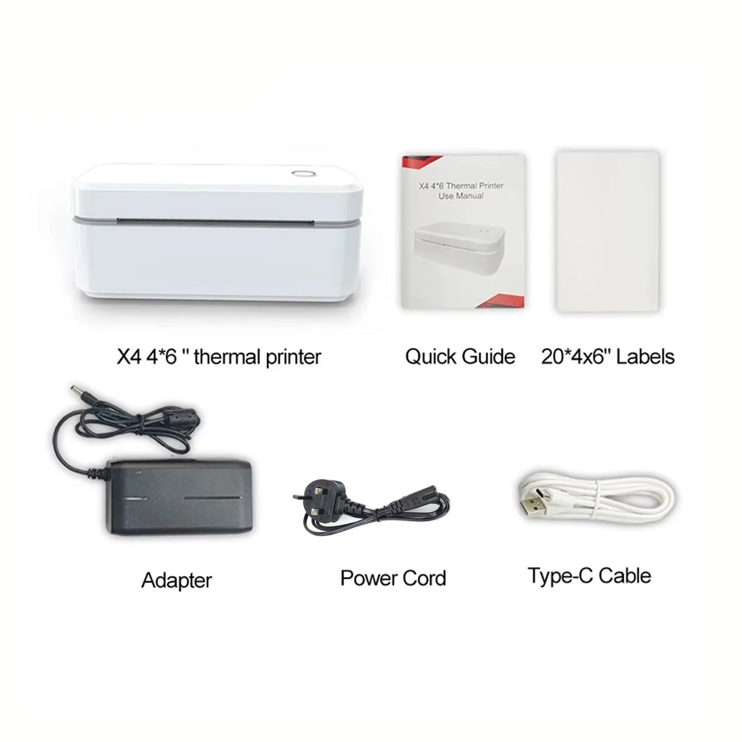 X4 Thermal Label Printer Portable Printer for 4X6 Mailing Packages Printing Bluetooth & Automatic Label Recognition