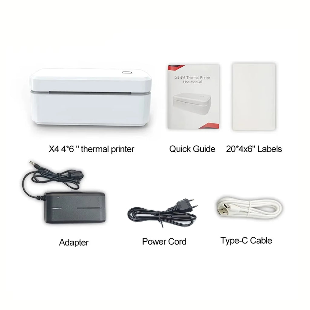 X4 Thermal Label Printer Portable Printer for 4X6 Mailing Packages Printing Bluetooth & Automatic Label Recognition