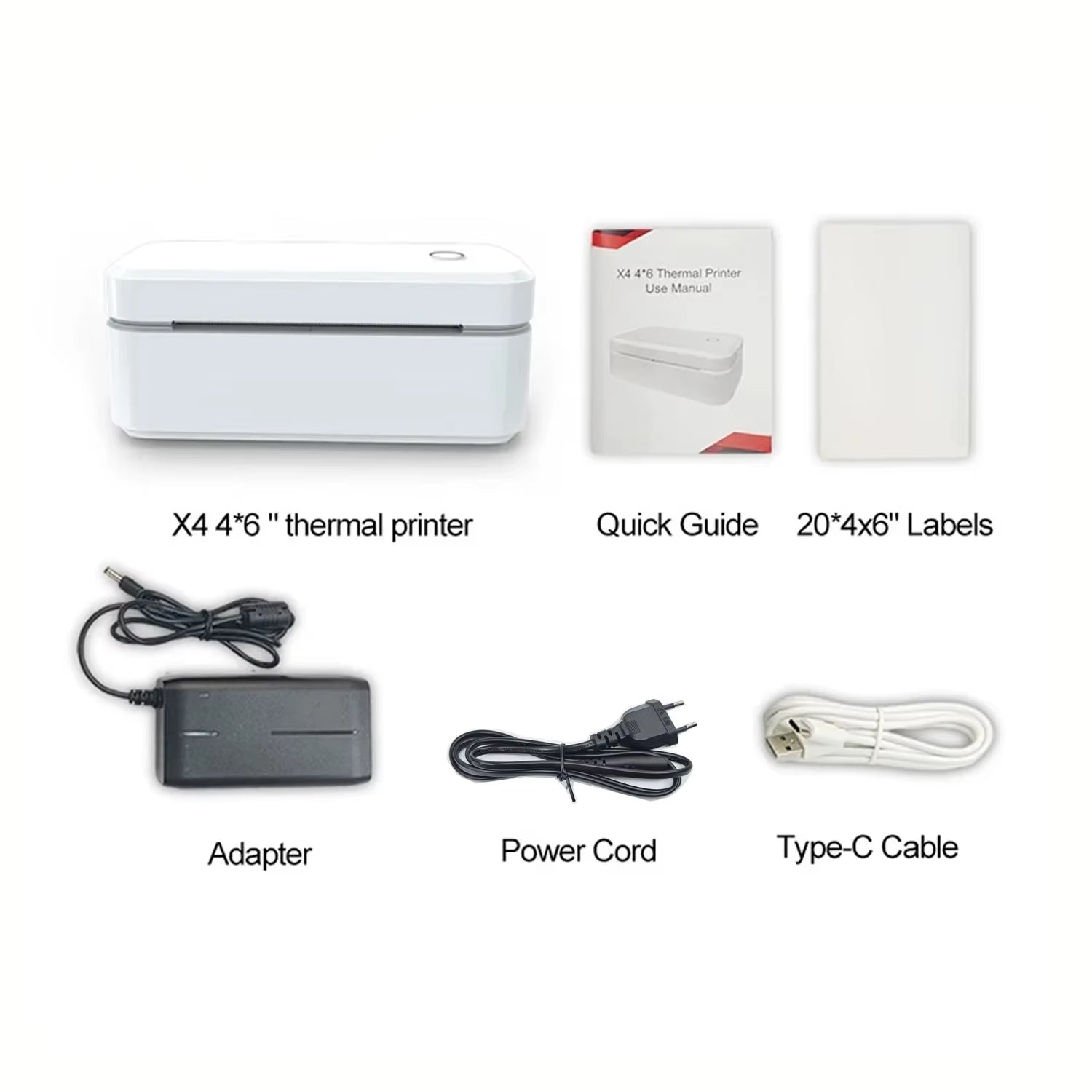 X4 Thermal Label Printer Portable Printer for 4X6 Mailing Packages Printing Bluetooth & Automatic Label Recognition