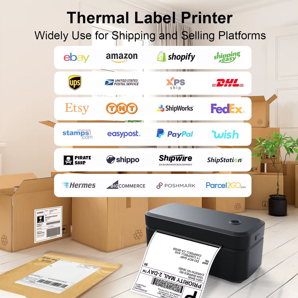 X4 Thermal Label Printer Portable Printer for 4X6 Mailing Packages Printing Bluetooth & Automatic Label Recognition
