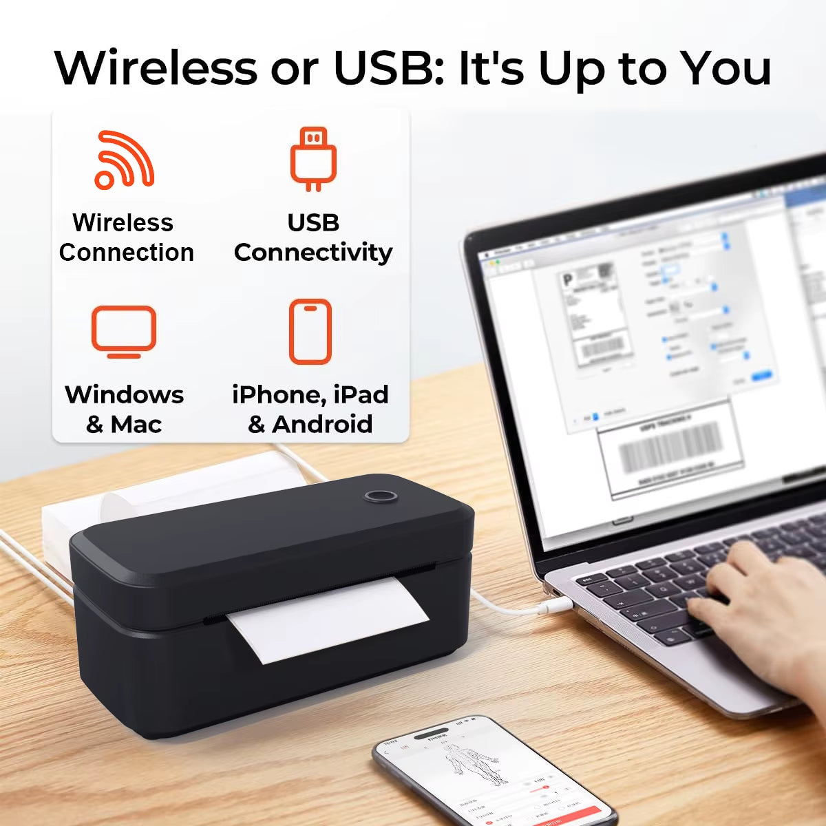 X4 Thermal Label Printer Portable Printer for 4X6 Mailing Packages Printing Bluetooth & Automatic Label Recognition