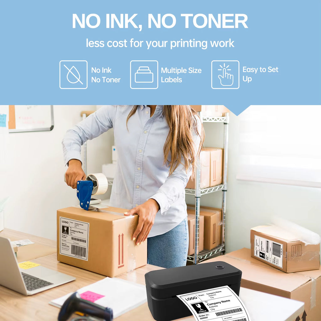 X4 Thermal Label Printer Portable Printer for 4X6 Mailing Packages Printing Bluetooth & Automatic Label Recognition