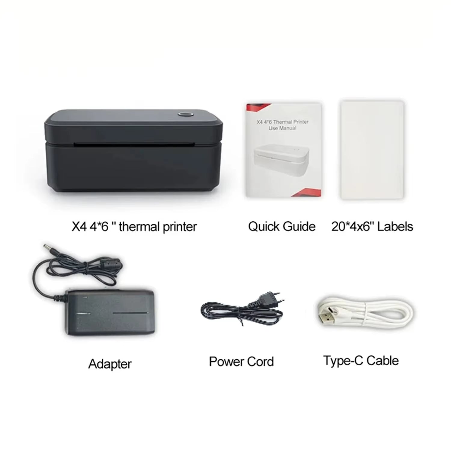X4 Thermal Label Printer Portable Printer for 4X6 Mailing Packages Printing Bluetooth & Automatic Label Recognition